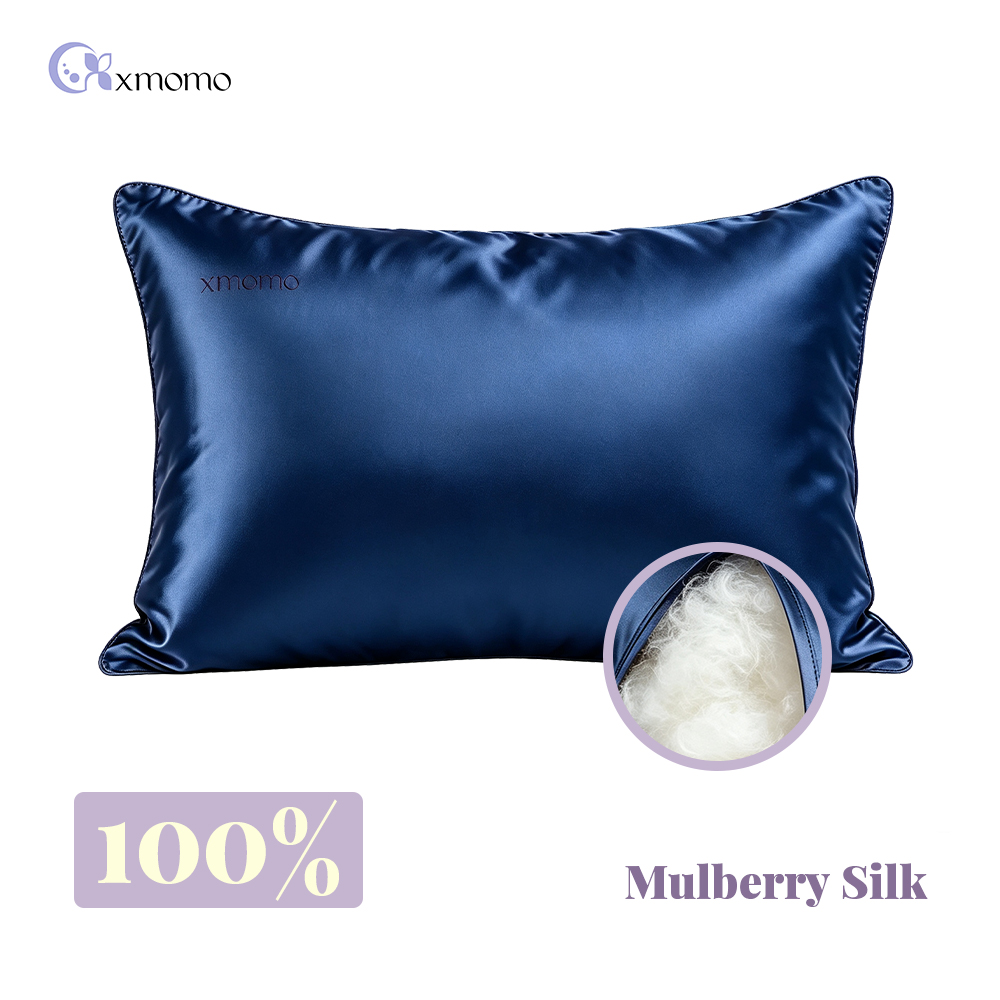 Dark Blue Queen Double-Sided 100% Silk Pillowcase--Envelope - Image 2