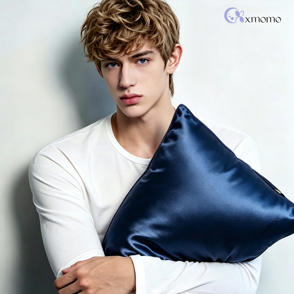 Dark Blue Queen Double-Sided 100% Silk Pillowcase--Envelope
