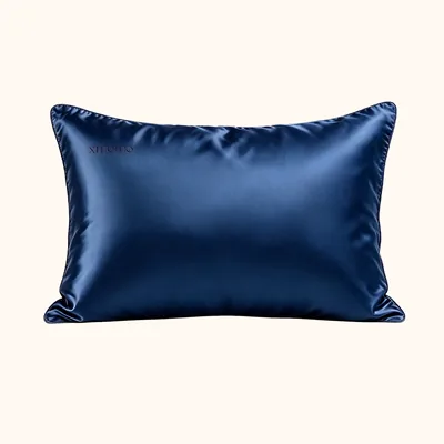 Dark Blue Silk Pillowcase with Envelope Closure