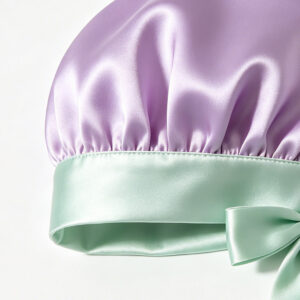 lavender and mint reversible silk bonnet details
